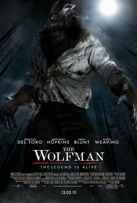 The Wolfman movie poster Fantastic Movie posters #SciFimovies posters #Horrormovies posters #Actionmovies posters #Dramamovies posters #Fantasymovies posters #Animationmovies Posters Wolfman Movie, The Wolfman 2010, Human Centipede, The Wolfman, Hugo Weaving, Film Story, Evil Dead, Anthony Hopkins, Dc Movies