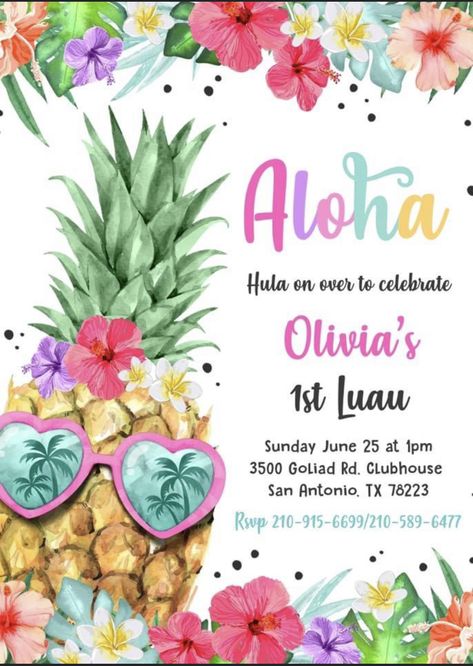 1st Birthday Luau, Hawaiian Luau Party Invitations, Pineapple Pool Party, Luau Birthday Party Invitations, Kids Luau, Beach Birthday Invitations, Hawaiian Invitations, Luau Party Invitations, Luau Birthday Invitations