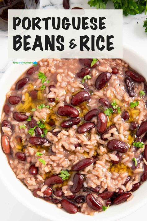 Portuguese Rice And Beans, Rice And Kidney Beans Recipe, Portuguese Beans, Portugal Recipes, Portuguese Traditions, Portuguese Rice, Cape Verde Food, Portuguese Kitchen, Portuguese Foods