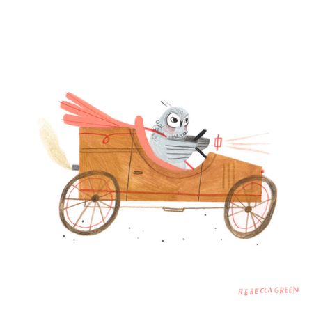 Rebecca Green Illustration - Animals in Cars Olga Demidova, Rebecca Green, Puppet Ideas, Summer Drawings, Flow Magazine, Green Illustration, Tiny Art, Inspirational Illustration, Green Animals