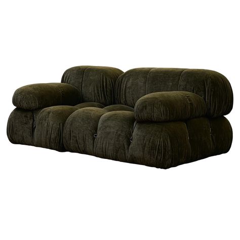 Listed on VNTG.com: Pair of Mario Bellini Green Linen Velvet 'Camaleonda' Sofa for B&B Italia, 1972 | #vntg #vintage Home Media Room, Camaleonda Sofa, 70s Furniture, Mario Bellini, Ball Chair, Modul Sofa, Period Furniture, Vintage Sofa, Sectional Sofas