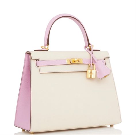 Hermès Special Order (HSS) Kelly Sellier 25 Craie and Mauve Sylvestre Epsom Gold Hardware Hermes Special Order, Mauve Sylvestre, Kelly Sellier, My Style Bags, Luxury Bags Collection, Hermes Kelly Bag, Girly Bags, Kelly Bag, Luxury Purses