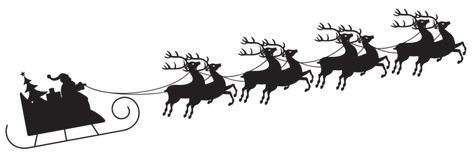 Santa Slay, Santa Sleigh Silhouette, Reindeer Drawing, Reindeer And Sleigh, Clipart Black And White, Santa Sleigh, Santa And Reindeer, Holiday Art, Free Clip Art