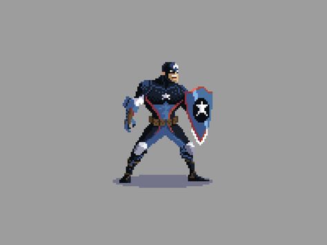 Steve Rogers: Captain America idle animation by Michael B. Myers Jr. #Design Popular #Dribbble #shots Idle Animation, Pixel Life, Hail Hydra, Art Thomas, Pixel Animation, Steve Rogers Captain America, Cool Pixel Art, Pixel Art Characters, Pixel Art Games