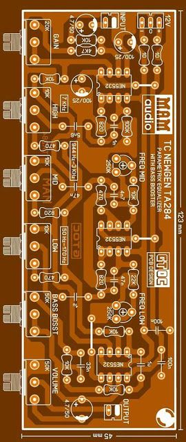 PCB Tone Control NEWGEN TA284 Amplificatori Audio, Diy Audio Projects, Mini Amplifier, Hifi Amplifier, Subwoofer Box Design, Circuit Board Design, Diy Amplifier, Electronic Circuit Design, Electrical Circuit Diagram