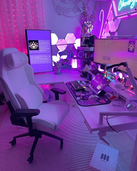 Stream Lighting Setup, Streamer Pc Setup, Wall Mount Gaming Setup, Streamer Office, Gaming Monitor Setup, Streamer Setup, Business Room, Dream Setup, Gaming Desk Setup