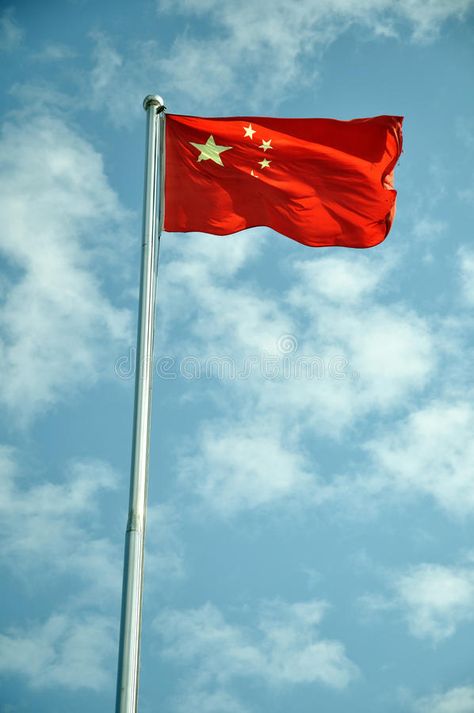 China flag. Flag of the People's Republic of China against blue clouds sky , #affiliate, #Flag, #People, #China, #flag, #clouds #ad China Flag Wallpaper, China Flag Aesthetic, Flag Of China, Vietnamese Flag, America Flag Wallpaper, Revolution Poster, Elven Wedding, Chinese Flag, Shanghai Travel