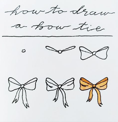 How to draw a bow tie, bow tie doodle, doodles, little tutorial, step by step, 6 steps, easy How To Draw A Bow On A Present, Ribbon Doodle How To Draw, Cupcake Drawing Step By Step, Bow Drawing Step By Step, Draw A Bow Easy, How To Draw Coquette Bow, Ribbon Drawing Tutorial, Ribbon Drawing Easy, How To Draw Bows Ribbons