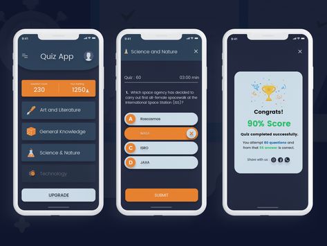 Quiz App Design Idea by I-Verve Infoweb INC Profile App, Social App Design, Health App Design, Ui Design Mobile, Restaurant App, Ui Ux 디자인, Mobile App Templates, Ux App Design, App Design Layout