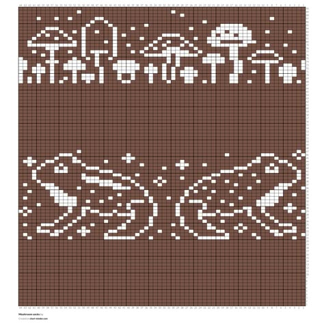 Copy of Mushroom socks by beakeady | Chart Minder Mushroom Pattern Knitting, Filet Crochet Mushroom, Crochet Color Work Chart, Unicorn Knitting Chart, Mushroom Socks Knitting Pattern, Mushroom Tapestry Crochet Pattern, Mushroom Knitting Chart, Stranded Colorwork Knitting Charts, Mushroom Crochet Grid