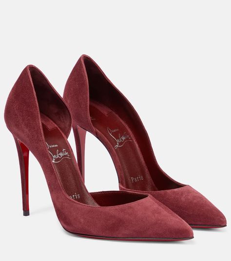 Christian Louboutin - Iriza suede pumps | Mytheresa Christian Louboutin Shoes Pumps, Christian Louboutin Kate 100, Hak Tinggi, Christian Louboutin Iriza, Louboutin Online, Dr Shoes, Velvet Pumps, Red Louboutin, Louboutin Heels