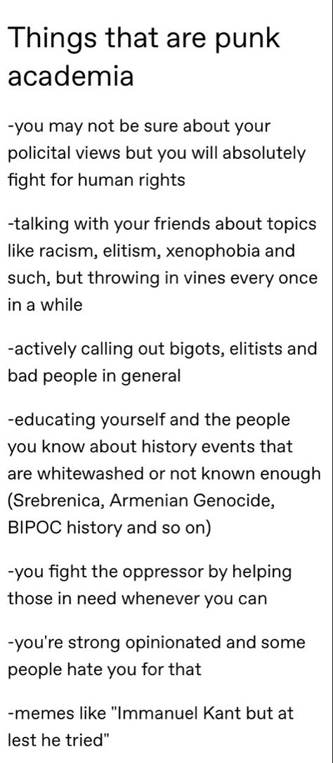 Tired Academia, Grunge Activities, Feral Academia Aesthetic, Punk Academia Aesthetic, Dark Academia Activities, Punk Aesthetic Wallpaper, Post Punk Aesthetic, Dark Academia Things, Chaotic Academia Aesthetic
