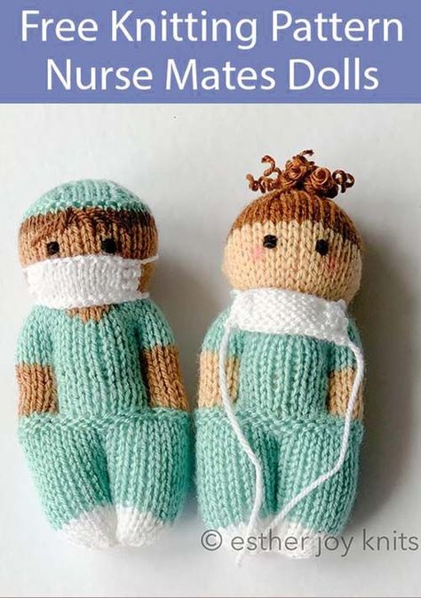 Nurse Mates Dolls - Free Knitting Pattern | Amazing Knitting | Bloglovin’ Knitted Nurse Doll, Knitting Toys Easy, Knitting Toys, Knitted Teddy Bear, Easy Knitting Projects, Hand Knitted Sweaters, Pink Unicorn, Dk Yarn, Knitted Dolls