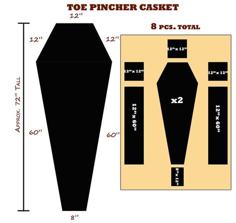 Diy Coffin Box How To Make, Diy Coffin Mirror, How To Make A Coffin Out Of Cardboard, Diy Coffin Bookshelf, Diy Coffin Decor, Cardboard Coffin Diy, Coffin Bookshelf Diy Plans, Diy Halloween Coffin, Coffin Diy