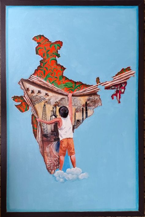 Swacch bharat abhiyan(acrylic on canvas) Swachhta Hi Seva Drawing, India In 2030 Painting, Painting On Swachhta, Swach Bharat Poster Design, Swaccha Bharat Drawing, Nature And Environment Painting, Swatch Bharat Poster, Swatch Bharat Drawing Poster, Swatch Bharat Drawings For Competition