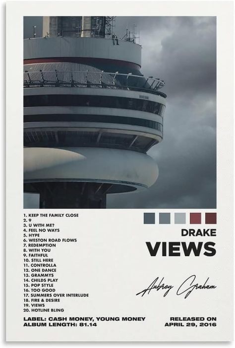 ARSHUN Drake - Views Music Album Poster HD Canvas Prints Wall Art Room Aesthetics Decor 12x18inch(30x45cm) Views Album Cover, Drake Album Cover Poster, Drake Poster, Drake Album Cover, Drake Album, Album Canvas, Music Album Poster, Drakes Album, Posters For Room Aesthetic