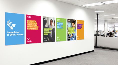 internal posters Internal Comms, Office Wall Graphics, Office Graphics, Corporate Values, Office Wall Design, Front Wall Design, Office Signage, Office Fit Out, Office Branding