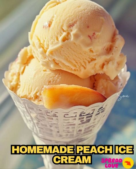 Homemade Peach Ice Cream Peach Ice Cream Homemade, Homemade Ice Cream Recipe, Homemade Peach Ice Cream, Baked Meatloaf, Ice Cream Homemade, Mexican Casserole Recipe, Chocolate Chip Pecan Cookies, Peach Ice Cream, Cheesecake Mousse