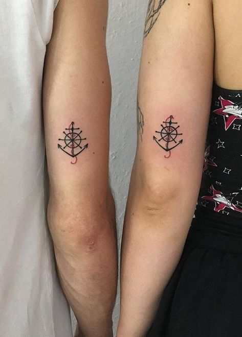 Family Anchor Tattoos, Besties Tattoos, Anchor Tattoo Wrist, Small Compass Tattoo, Small Anchor Tattoos, Family Tattoos For Men, Back Of Arm Tattoo, Anchor Tattoo Design, Tattoo Me