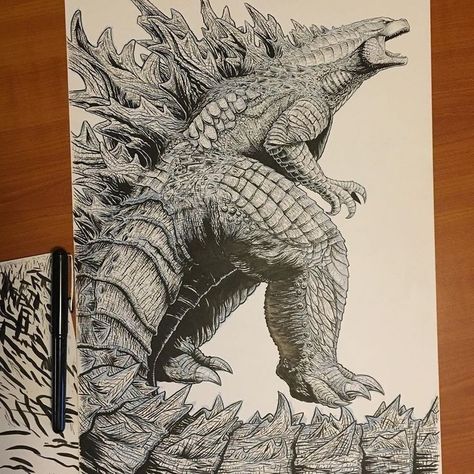 Godzilla Vs Kong Drawing, Godzilla Drawing, Godzilla Tattoo, Godzilla King Of The Monsters, King Kong Vs Godzilla, Godzilla Wallpaper, Monster Coloring Pages, All Godzilla Monsters, Anime Drawing Books