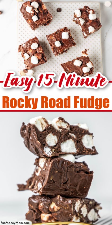 Best Rocky Road Recipe, Easy Rocky Road Recipe, Caramel Cheesecake Bites, Rocky Road Cake, Easy Microwave Fudge, Rocky Road Fudge, Rocky Road Recipe, Microwave Fudge, Fudge Bars