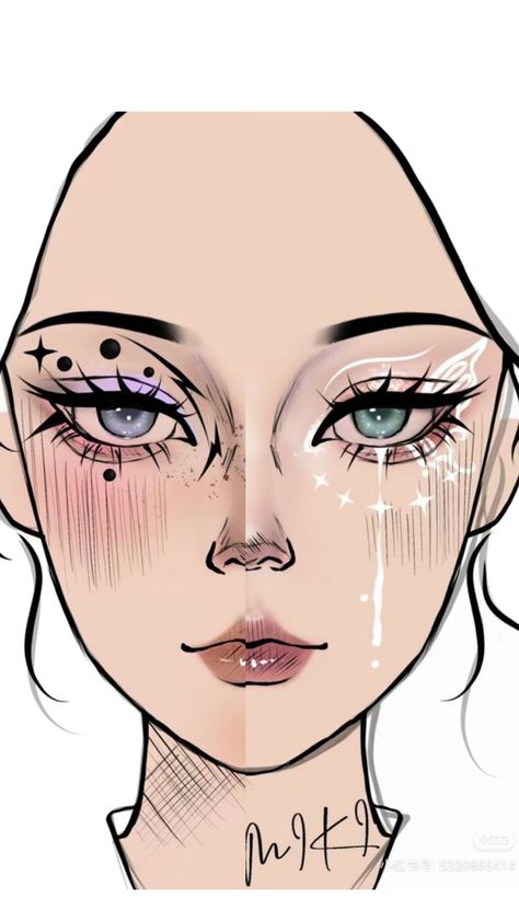 Makeup Ojos, Makeup Charts, Punk Makeup, Makeup Drawing, Makeup Face Charts, Face Art Makeup, Graphic Makeup, Ethereal Makeup, Eye Makeup Designs