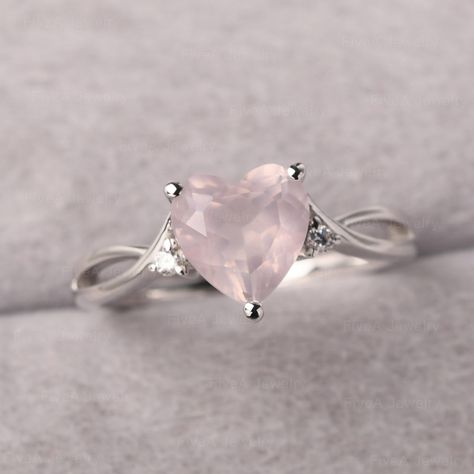 ◆ The ring is handcrafted from sterling silver and decorated with a dazzling 8*8 mm pink quartz and CZs. It is suitable for engagement/anniversary/daily occasion. ◆ Production Description: Main stone Type: Natural Pink Quartz Main Stone Shape: Heart Cut Main Stone Size: 8*8 mm(1.8ct) Side stone: CZ Metal: 925 Sterling silver - Other options available in the drop down menu ◆ Customization: √Free for Add Engraving √Other Metal Type Available √Other Gemstones & Shapes Available √Personalization Req Rose Quartz Rings Silver, Rose Quartz Heart Ring, Pink Quartz Engagement Ring, Pink Silver Ring, Pink And Silver Ring, Unique Ring Bands, Silver And Pink Jewelry, Pink Engagement Ring Silver, Crystal Promise Rings