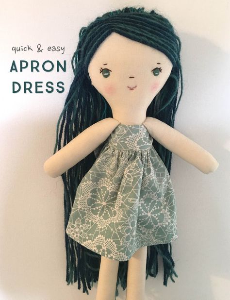 Doll Dress Sewing Pattern, Wee Wonderfuls, Doll Dress Sewing, Rag Doll Dress, Donation Ideas, Easy Apron, Doll Dress Pattern, Doll Clothes Tutorial, Diy Rag Dolls