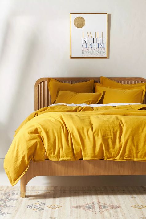 Anthropologie Duvet Cover, Bedroom Linen, Duvet Covers Yellow, Linen Bedding Natural, Double Duvet Covers, Perfect Bedding, Full Duvet Cover, Unique Beds, Bed Linen Sets