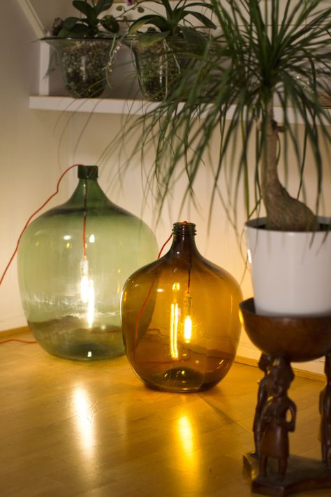 Demijohn Bottles Decor Ideas, Demijohn Bottles Decor, Demijohn Lamp, Demijohn Ideas, Deli Design, Lounge Room Styling, Shade Ideas, Room Styling, Vase Lamp