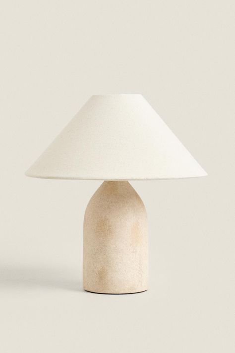 CERAMIC MINI TABLE LAMP - Ecru | ZARA United Kingdom Minimal Lamp, Bathroom Fragrance, Mini Table Lamps, Lighting Decor, Small Table Lamp, Fabric Lampshade, Mini Table, Ceramic Base, Small Table