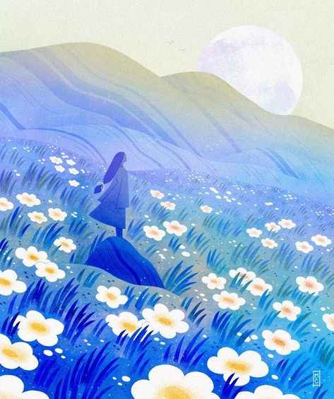 Ocean Illustration, Graphisches Design, Pretty Drawings, Freelance Illustrator, Flower Field, Book Illustration, Pretty Art, Drawing Inspiration, Character Illustration