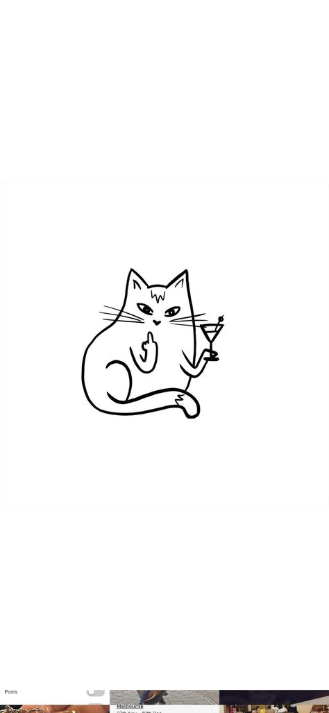 Cat With Umbrella Tattoo, Lazy Cat Tattoo, Cat Playing Guitar Tattoo, Cat Holding Knife Tattoo, Cat Wine Glass Tattoo, Cat Wine Tattoo, Cat Wallpaper Black And White, Cat With Knife Tattoo, Cute Cat Tattoo Simple