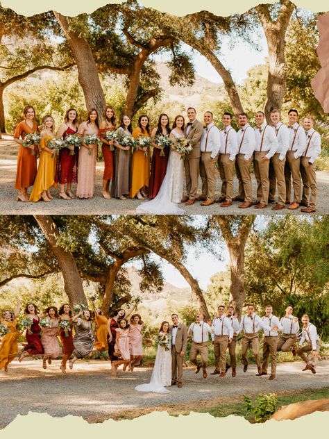 Wedding Groomsmen Attire, Orange Bridesmaid, Fall Bridesmaids, Orange Bridesmaid Dresses, Fall Bridesmaid Dresses, Mismatched Bridesmaids, Wedding Groomsmen, Wedding Theme Colors, Orange Wedding