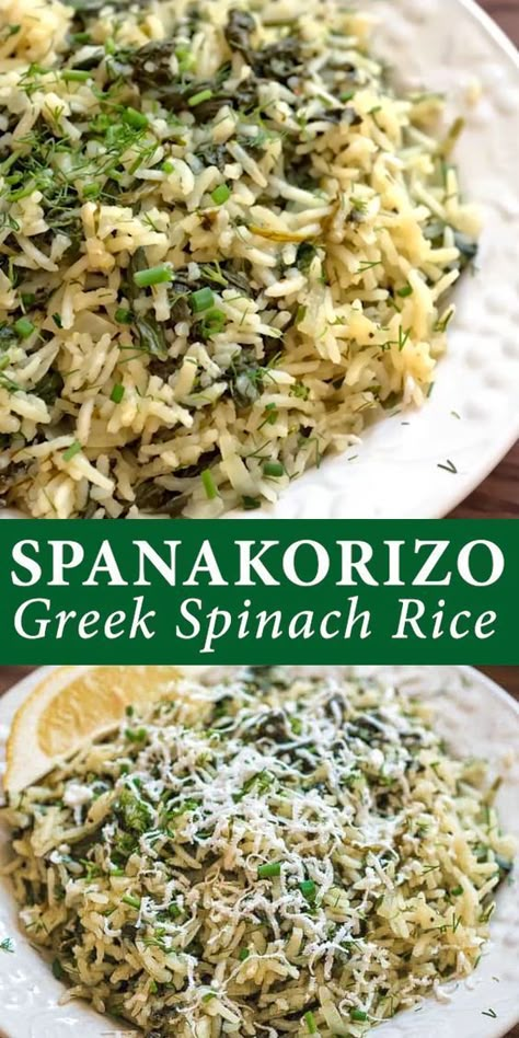 Spinach Dinner, Greek Goodness, Greek Rice, Greek Spinach, Airstream Camping, Cypriot Food, Keto Fitness, Greek Gyros, Spinach Rice