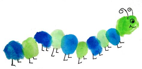 Fingerprint Caterpillar Finger Print Caterpillar, Caterpillar Fingerprint Art, Fingerprint Caterpillar, Fingerprint Art Kids, Treehouse Art, Peace Poles, Office Admin, Bugs Preschool, April Crafts