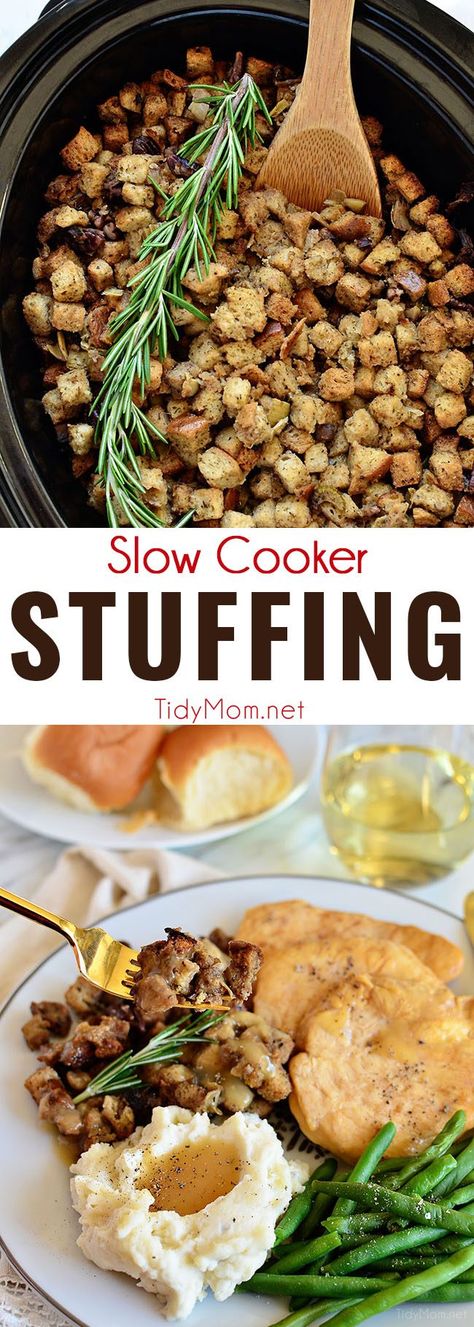 Slow Cooker Stuffing, Thanksgiving Slow Cooker, Crockpot Stuffing, Oven And Stove, Best Slow Cooker, Holiday Meal, Stuffing Recipes, Crock Pot Slow Cooker, Cooking Wine