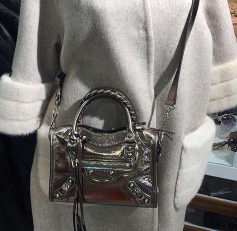 ٧ on Twitter: "balenciaga city silver metallic mini bag… " Balenciaga City Bag Mini, Balenciaga Bag Mini, Balenciaga Mini City Bag, Balenciaga Mini City, Metallic Handbags, Bag Obsession, Silver Bags, Lv Bags, Fancy Bags