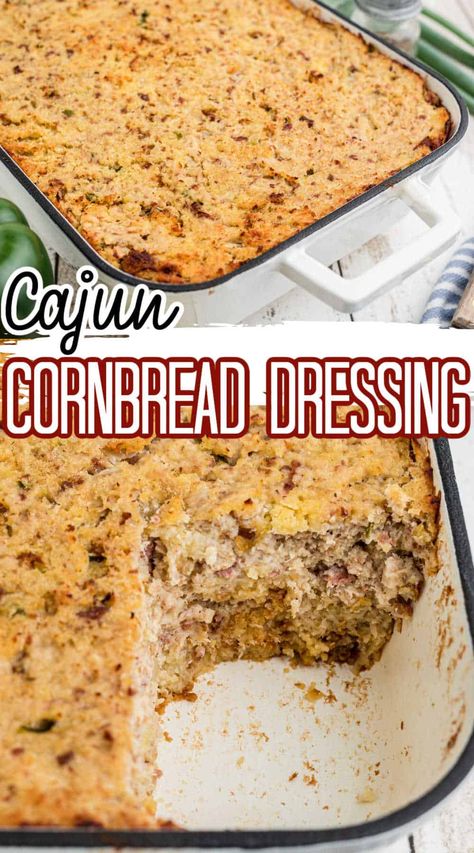 Cajun Cornbread Dressing Recipe, Cajun Cornbread Dressing, Old Fashioned Dressing, Cajun Dressing, Cajun Cornbread, Southern Thanksgiving Recipes, Southern Cornbread Dressing, Cornbread Dressing Recipe, Cajun Seasoning Mix