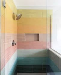 Rainbow Bathroom, Rainbow Tile, Colourful Bathroom, Tile Design Ideas, Upstairs Bathrooms, House Bathroom, Kids' Bathroom, Subway Tile, Pride Month