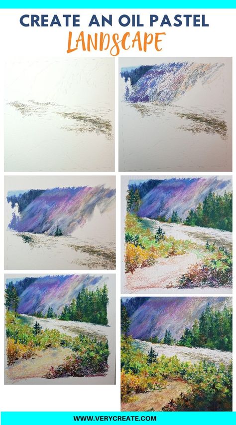 How To Draw Landscape Oil Pastel, Landscape Oilpastels, Impressionism Art Easy Oil Pastel, Oil Pastel Paintings Landscape, Oil Pastel Drawings Landscapes, Oil Pastel Landscape Easy, Oil Pastel Artwork Easy, Oil Pastels Landscape, Painting With Oil Pastels