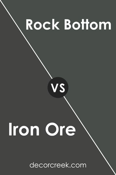 Iron Ore and Rock Bottom by Sherwin Williams offer depth and sophistication to spaces. Iron Ore presents a darker, charcoal-like hue, perfect for bold statements, while Rock Bottom, lighter and warmer, suits contemporary, cozy ambiences. Their distinct intensities and undertones cater to diverse design preferences, providing unique character to interiors. Gentek Siding Colors Iron Ore, Rock Bottom By Sherwin Williams, Sherwin Williams Rock Bottom Cabinets, Rock Bottom Paint Sherwin Williams, Sw Rock Bottom Cabinets, Rock Bottom Sherwin Williams Coordinating Colors, Iron Ore Bedroom All Walls, Sherwin Williams Rock Bottom Exterior, Sw Rock Bottom Paint