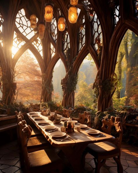 Fantasy Homes Interior, Fantasy Rooms Aesthetic, Elven Castle Interior, Elven Throne Room, Forest Kingdom Aesthetic, Hobbit House Aesthetic, Mirkwood Aesthetic, Fantasy Room Aesthetic, Fantasy Home Interior