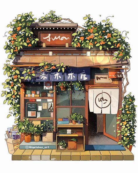 Digital Illustrations Depict Charming Japanese Storefronts Angela Hao, Desain Editorial, Building Illustration, Watercolor Architecture, Isometric Art, Architecture Drawing Art, House Illustration, Cat Air, Building Art