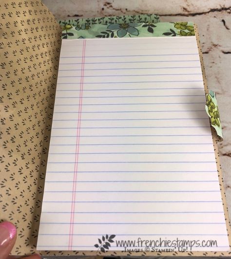 How to Cover a Junior Note Pad - Frenchie Stamps Diy Note Pad, Notepad Diy, Note Pad Holder, Pad Paper, Post It Note Holders, Note Pad Covers, Card Making Designs, Calendar Craft, Note Pad Design