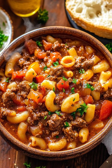 Crockpot Goulash is deliciously meaty and wonderfully cheesy! It's a breeze to prepare in the slow cooker, making this pasta dish incredibly straightforward and utterly comforting. Truly, this is comfort food at its best! It's always a sign of a great recipe when every scrap of leftovers is devoured in my home! With so many Crockpot Goulash Recipes, Goulash Recipes Crockpot, Goulash Crock Pot, Crock Pot Goulash, Slow Cooker Goulash Recipes, Beef Goulash Soup, Slow Cooker Goulash, Goulash Slow Cooker, Crockpot Goulash