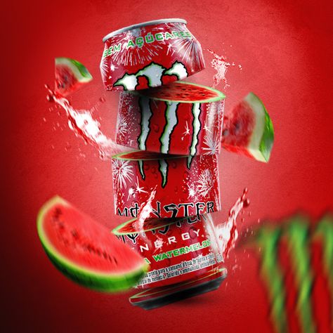 Advertising Product, Design Advertising, Monster Energy, Graphic Design Advertising, Product Design, Adobe Photoshop, Watermelon, Photoshop, Energy