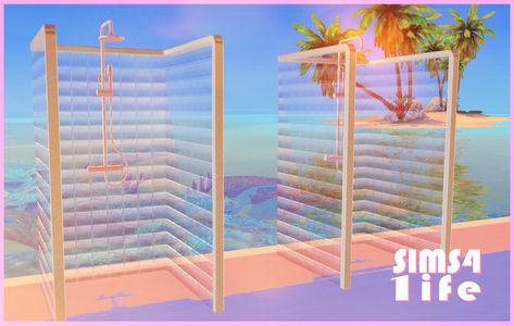 Beach shower stall Sims 4 Beach Cc Patreon, Sims 4 Shower Cc Patreon, Sims 4 Beach House, Sims 4 Content, Cc Patreon, Backyard Activities, Cc Furniture, Beach Furniture, Sims 4 House Plans