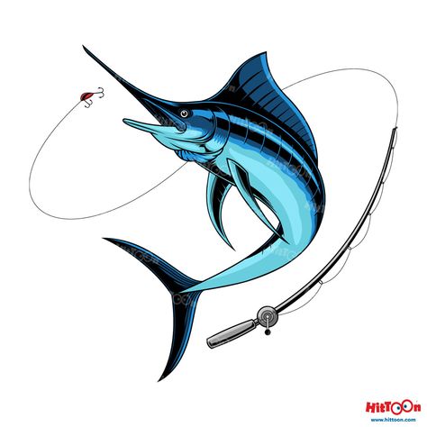 Blue Marlin Fishing Graphic Logo Design 🌊🐟🎣 . . . . #animal #art #bait #cartoon #catch #drawing #emblem #fish #fishing #food #graphic #hittoon #illustration #instadaily #instaartist #jumping #logo #marine #marlin #mascot #nature #ocean #retro #sea #seafood #sport #swordfish #vector #water #wildlife Logo Design Animal, Blue Marlin Fish, Marlin Fishing, Fishing Graphic, Fish Icon, Blue Marlin, Fish Vector, Fish Graphic, Nature Ocean