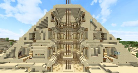 Minecraft Pyramid Interior, Minecraft Pyramid, Minecraft Desert, Villa Minecraft, Minecraft Building Guide, Pyramid Design, Minecraft Mansion, Bangunan Minecraft, Diy Minecraft